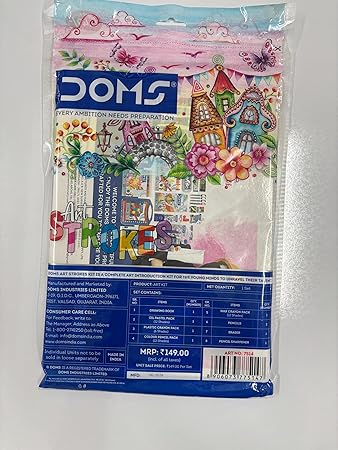 Doms Art Strokes Kit | Complete Art Set for Kids | Includes Drawing Book, Oil Pastels, Wax Crayons, Colour Pencils, Eraser & Sharpener | Ideal for School & Hobby Use 2