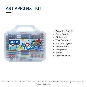 Doms Art Apps Nxt Kit With Plastic Carry Case | Perfect Value Pack | Kit For School Essentials | Gifting Range For Kids | Combination of 9 Stationery Items 2
