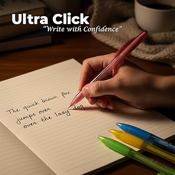 Doms Ultra-Click Mechanical Pencil | 0.7mm Lead and Built-in Eraser | 5 Vibrant Body Color | Pack of 10 | Extra Smooth and Dark Writing | Official Merchandise 5
