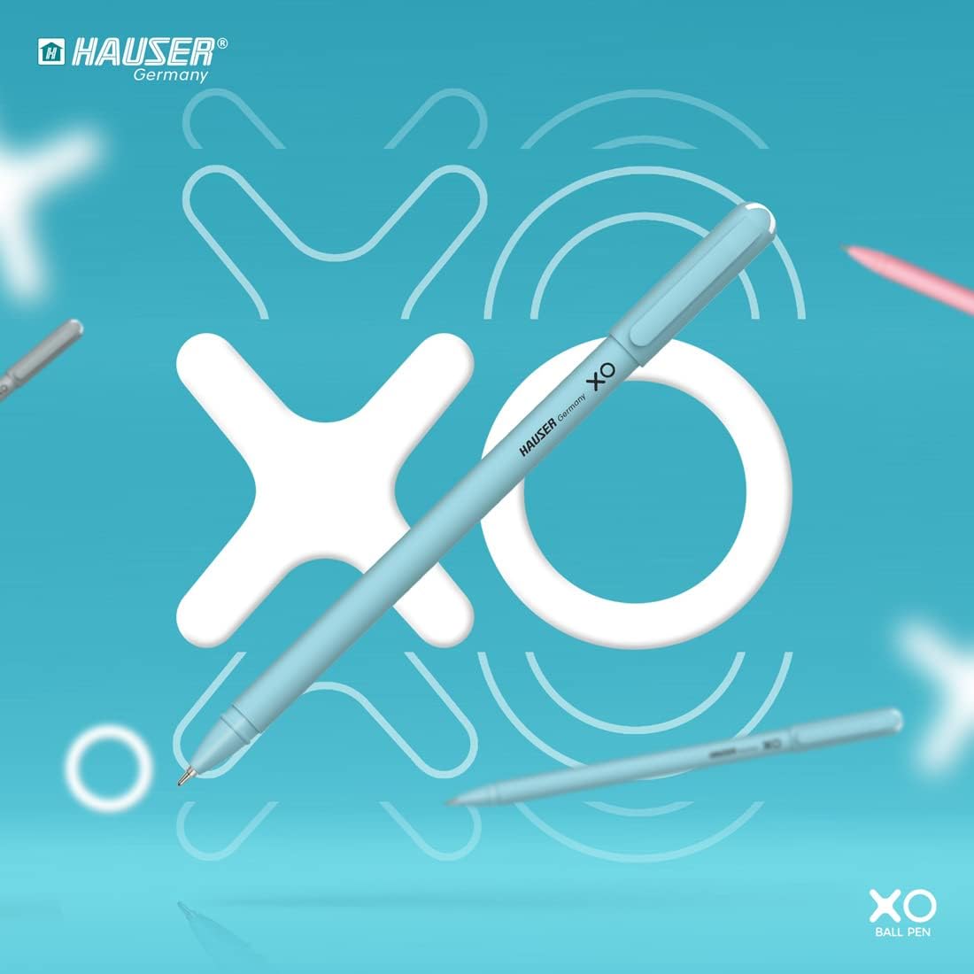 Hauser XO 0.7mm Ball Pen Blister Pack | Sleek Body & Minimalistic Design | Matt Finish & Solid Body Type | Low Viscosity Ink With Ultra Durable Tip | Blue Ink, Pack of 20 Pens 3