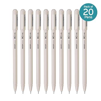 Hauser XO Gel Pen Wallet Pack | Sleek Body & Minimalistic Design With Matt Finish | Solid Body Type, Low Viscosity Ink | Ultra Durable Tip | Black Ink, Pack of 20 Pens