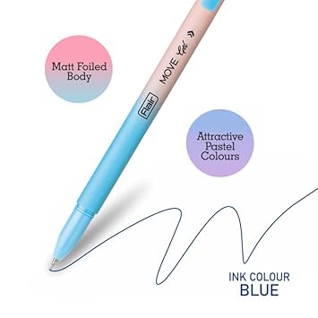 FLAIR Move Gel Pen | Minimalistic & Aesthetic Matt Finish Pastel Body Colors | Effortless Writing With Sleek Clip Design | Blue Ink, Set Of 10 3