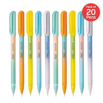 FLAIR Move Fine Tip Ball Pen | Minimalistic & Aesthetic Matt Finish Pastel Body Colors | Effortless Writing With Sleek Clip Design | Blue Ink, Pack Of 20 3