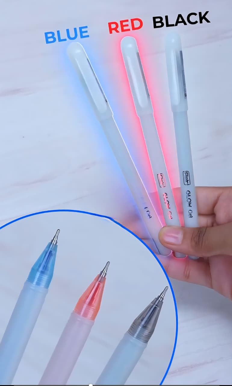 FLAIR GLOW Gel Pen(Glows In The Dark) Waterproof Gel Pen 0.7mm Tip-Pack of 20-Blue Ink| Lightweight, Smooth Writing, Comfortable Grip| Quick-Dry, Non-Fading, Low Viscosity Ink- For Daily Writing Use 6