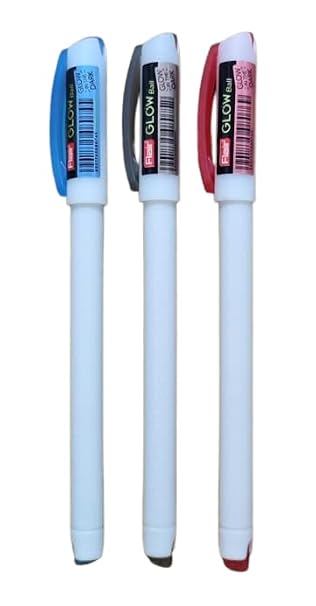 FLAIR Pearl Glow(Glow In The Dark) Ballpoint Pen-0.7mm Tip- Pack of 20 (Blue-17, Black-2, Red-1)- Low Viscosity Ink, Smooth Writing, Lightweight, Long-Lasting, Comfortable Grip- For Daily Writing Use