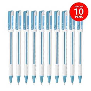 FLAIR Yolo NXT Waterproof Gel Ink Pen | Attractive Body Color & Design with Stylish Pocketable Clip | Smudge Free & Non-Stop Writing | Blue Ink, Pack Of 10 4
