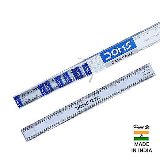 Doms Q Series 30 cm Transparent Scale | Precise Marking For Accurate Results | Durable & Strong Plastic Prevents Breakage | Pack of 10 Pieces