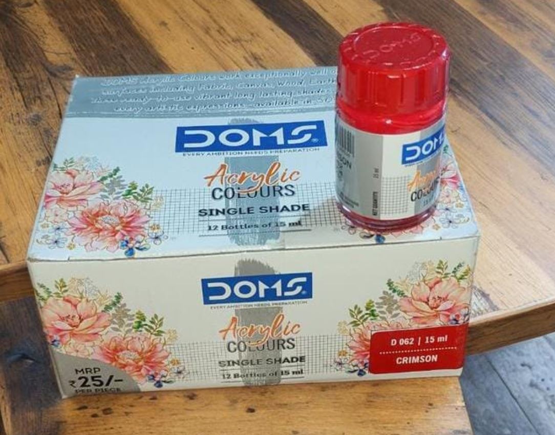 DOMS Acrylic Crimson RED Singal Shade 12 Bottles of 15ml (D-062)