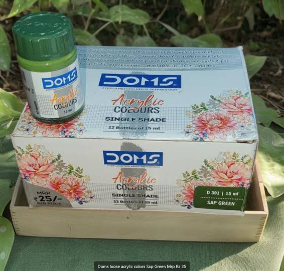 DOMS Acrylic SAP Green Singal Shade 12 Bottles of 15ml (D-391)