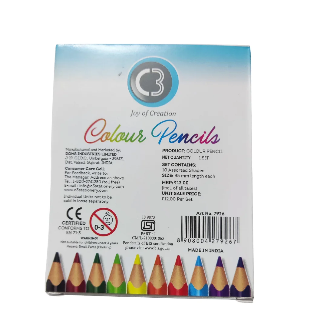 C3 10 Shades Triangular Colour Pencil (Pack of 10) 2