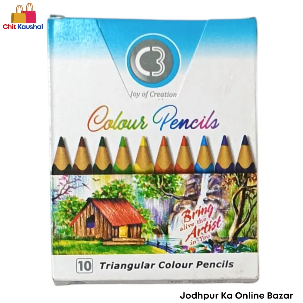 C3 10 Shades Triangular Colour Pencil (Pack of 10)