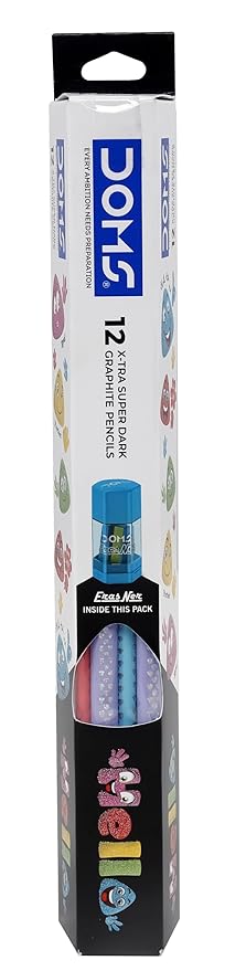 Doms Hello X-Tra Dark Pencil (pastel Shades) with Free Erasner (Erase + Sharp), Black 4