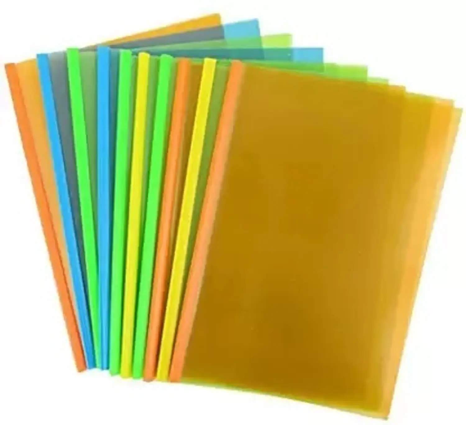 Multicolor A4 Size Plastic Stick File Folder - 30cm Waterproof Pack of 10 2