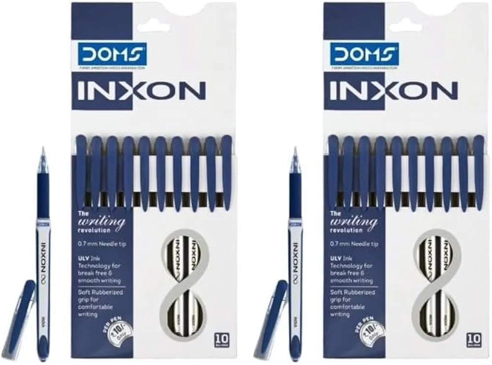 Inxon Blue Ball Pen| 0.7mm | Soft Rubberized Grip| PACK of 20 Blue Ballpens