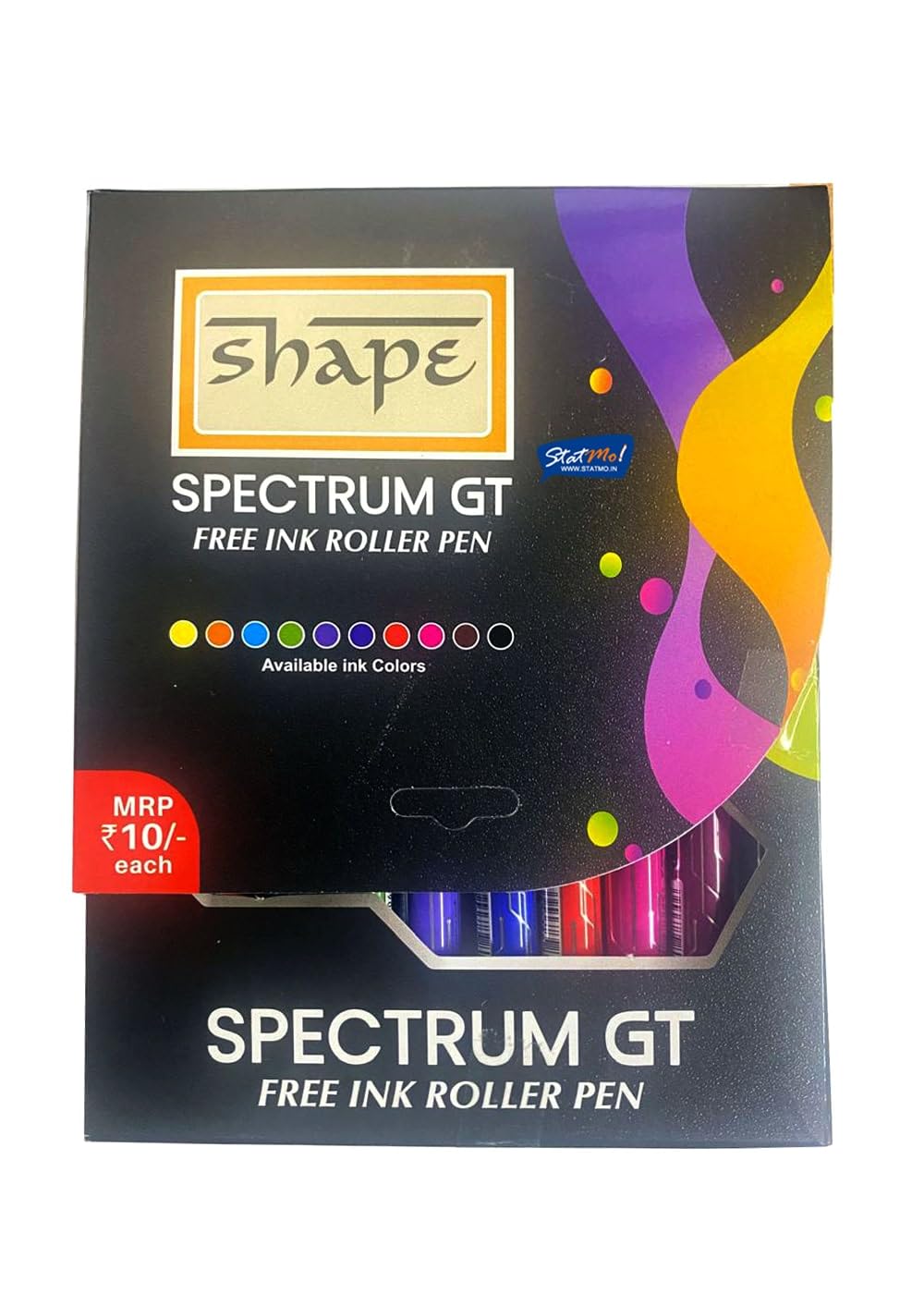 SHAPE Spectrum GT Free Ink Roller Pen (Pack of 10), assorted – Smooth Writing assorted Ink Pens with 4