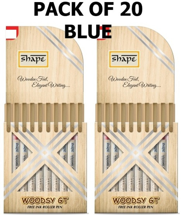 Shape Woodsy-GT Roller Pen Micro Tip with Sleek & Lightweight Body Smudge-Free Ink Roller Ball Pen (Pack of 20, Ink Color - Blue)