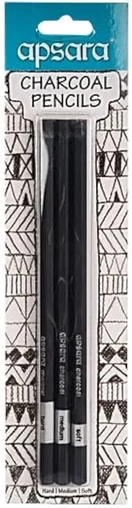 Apsara Charcoal Pencils – Professional Sketching & Shading Pencils for Artists | Soft, Medium & Hard Charcoal Grade Set | Ideal for Drawing, Illustration & Fine Detailing | Pack of 1