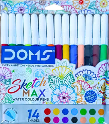 Doms Sketch MAX 14 Shades Watercolour Sketch PENS | Brilliant & Intense 14 Colours | Unique Push Resisitant Tip | Ventilated Caps