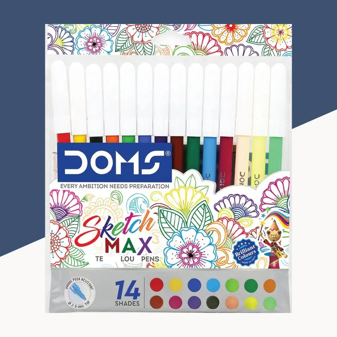 Doms Sketch MAX 14 Shades Watercolour Sketch PENS | Brilliant & Intense 14 Colours | Unique Push Resisitant Tip | Ventilated Caps 2