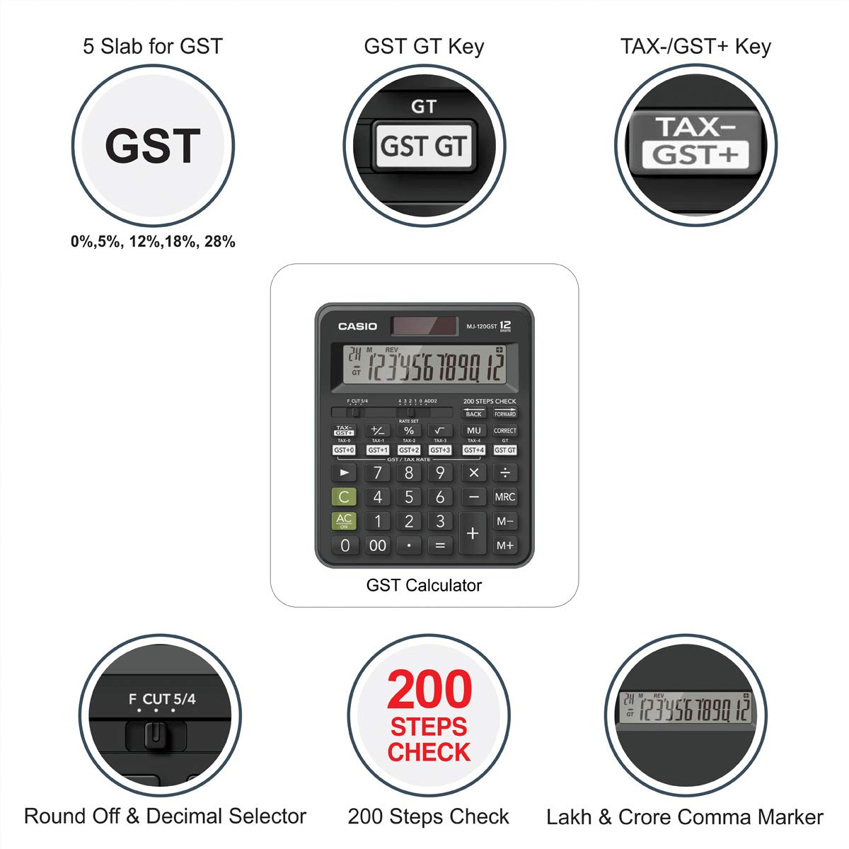Casio MJ-120GST GST Financial Calculator (Black) 2