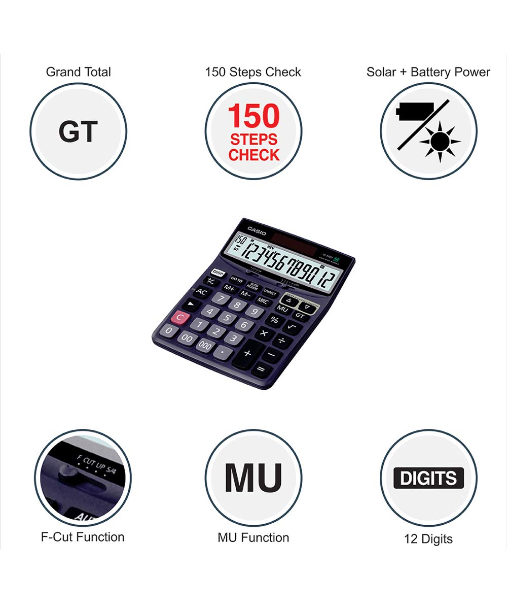 Casio DJ-120D 150 Steps Check and Correct Desktop Calculator with Bigger Screen/Keys (12 Digit) 2