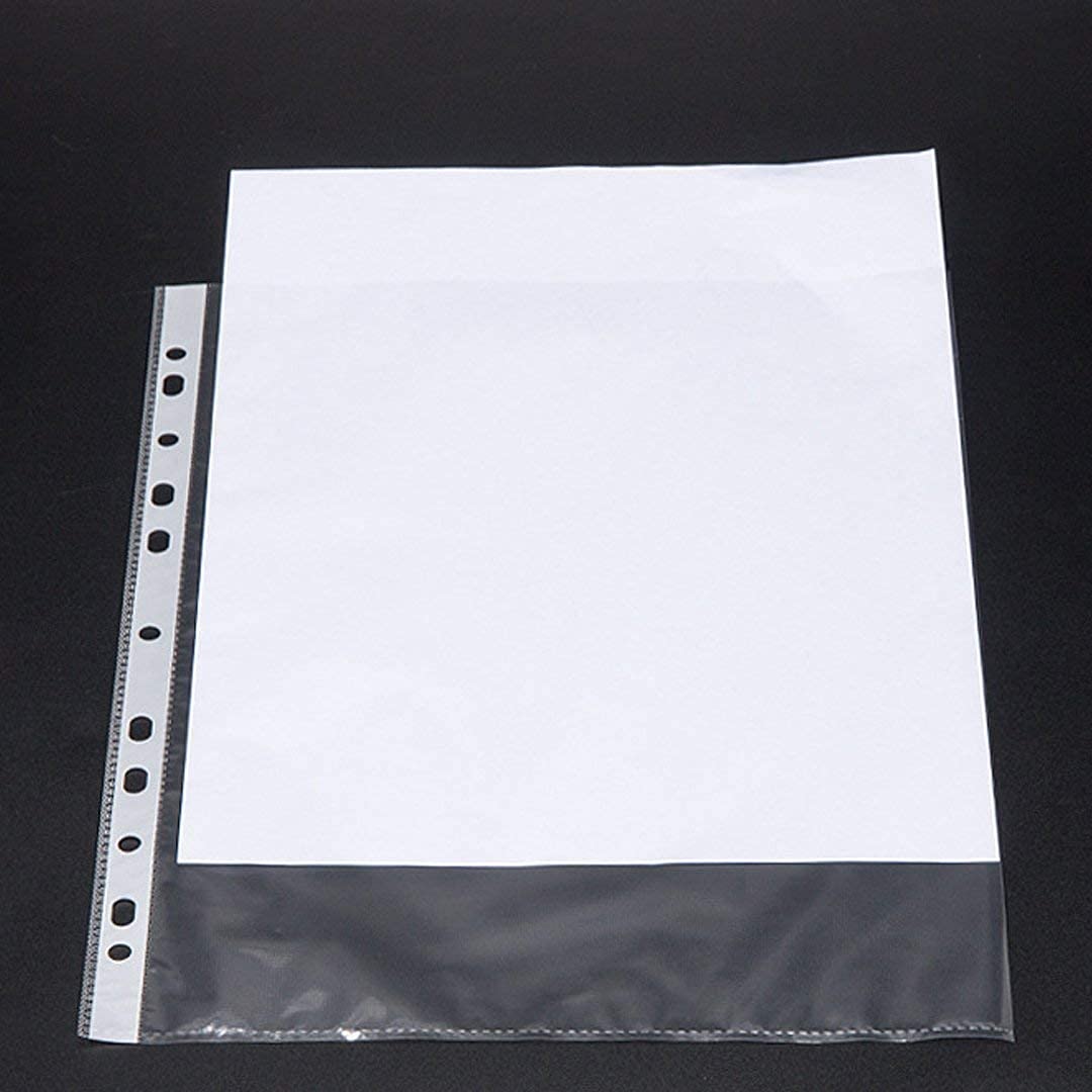 PROTECTOR SHEET Pack of 50 Heavy Duty 70 Micron A4 Size Transparent Document Sleeves, Leaf Sheet Clear Certificates, Waterproof Sheet Protectors 11 Holes