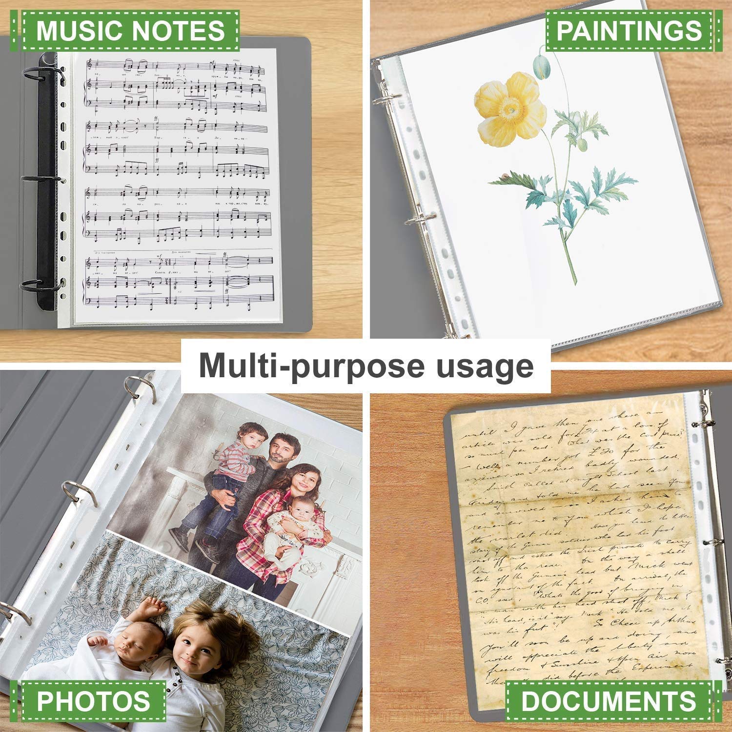 PROTECTOR SHEET Pack of 50 Heavy Duty 70 Micron A4 Size Transparent Document Sleeves, Leaf Sheet Clear Certificates, Waterproof Sheet Protectors 11 Holes 3