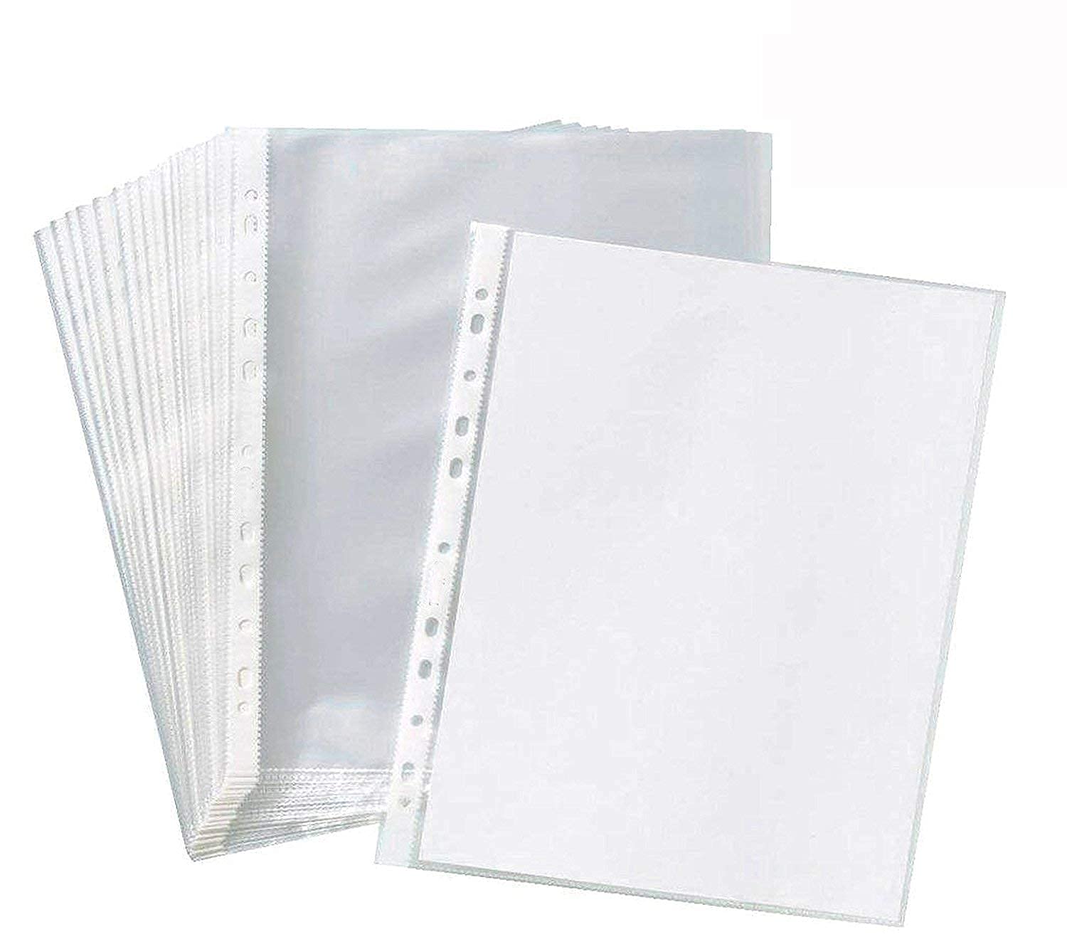 PROTECTOR SHEET Pack of 50 Heavy Duty 70 Micron A4 Size Transparent Document Sleeves, Leaf Sheet Clear Certificates, Waterproof Sheet Protectors 11 Holes 6