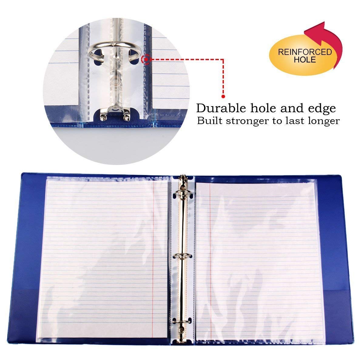 PROTECTOR SHEET Pack of 50 Heavy Duty 200 Micron A4 Size Transparent Document Sleeves, Leaf Sheet Clear Certificates, Waterproof Sheet Protectors 11 Holes Punched Ring Files Folder 4