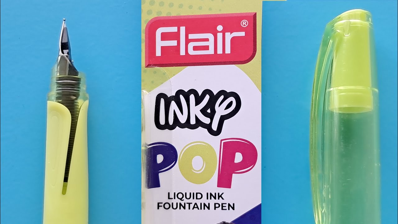 Flair | Fountain Pen | Inky-Grip | with 2 Jumbo Blue Ink Cartridges pack of 1 set 2