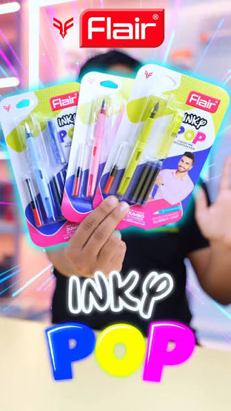 Flair | Fountain Pen | Inky-Grip | with 2 Jumbo Blue Ink Cartridges pack of 1 set 4