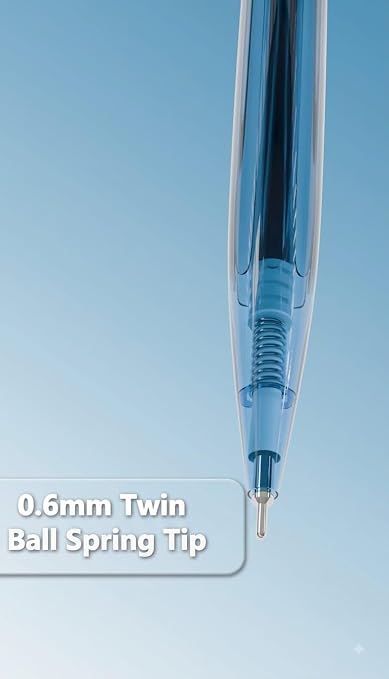 Flair DRIP Retractable/Click Gel Pen- Blue Ink- Pack of 10 | 0.6mm Twin Ball Spring Tip | Smooth Ink Flow For Effortless Writing | Sleek Translucent Design | Lightweight, Long Lasting & Refillable 5