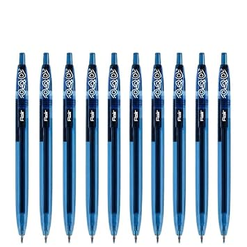 Flair DRIP Retractable/Click Gel Pen- Blue Ink- Pack of 10 | 0.6mm Twin Ball Spring Tip | Smooth Ink Flow For Effortless Writing | Sleek Translucent Design | Lightweight, Long Lasting & Refillable 6