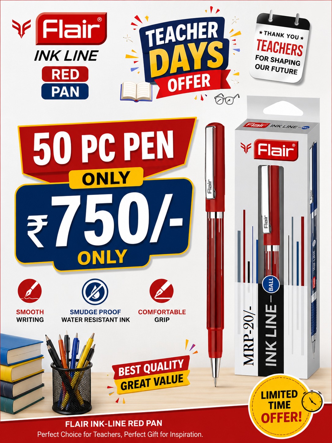 Flair Inkline Red Ball Pen